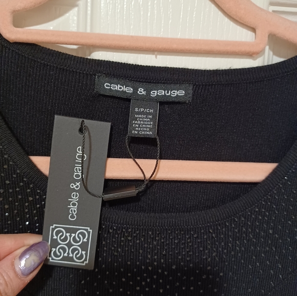 CABLE & GAUGE RHINESTONES SPARKLY BODYCON SWEATER DRESS CUT SHOULDER - Picture 9 of 10